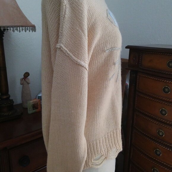 WILDFOX Whiskers "Carine" Kitty Cat Distressed Boho Pullover Sweater, si… - Picture 8 of 14